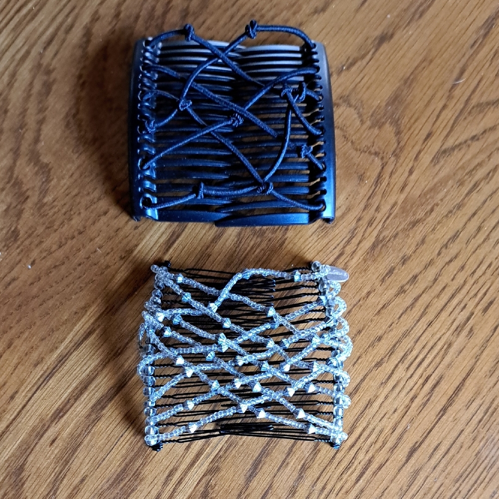 Elegant Hair Combs Set - Black and Silver